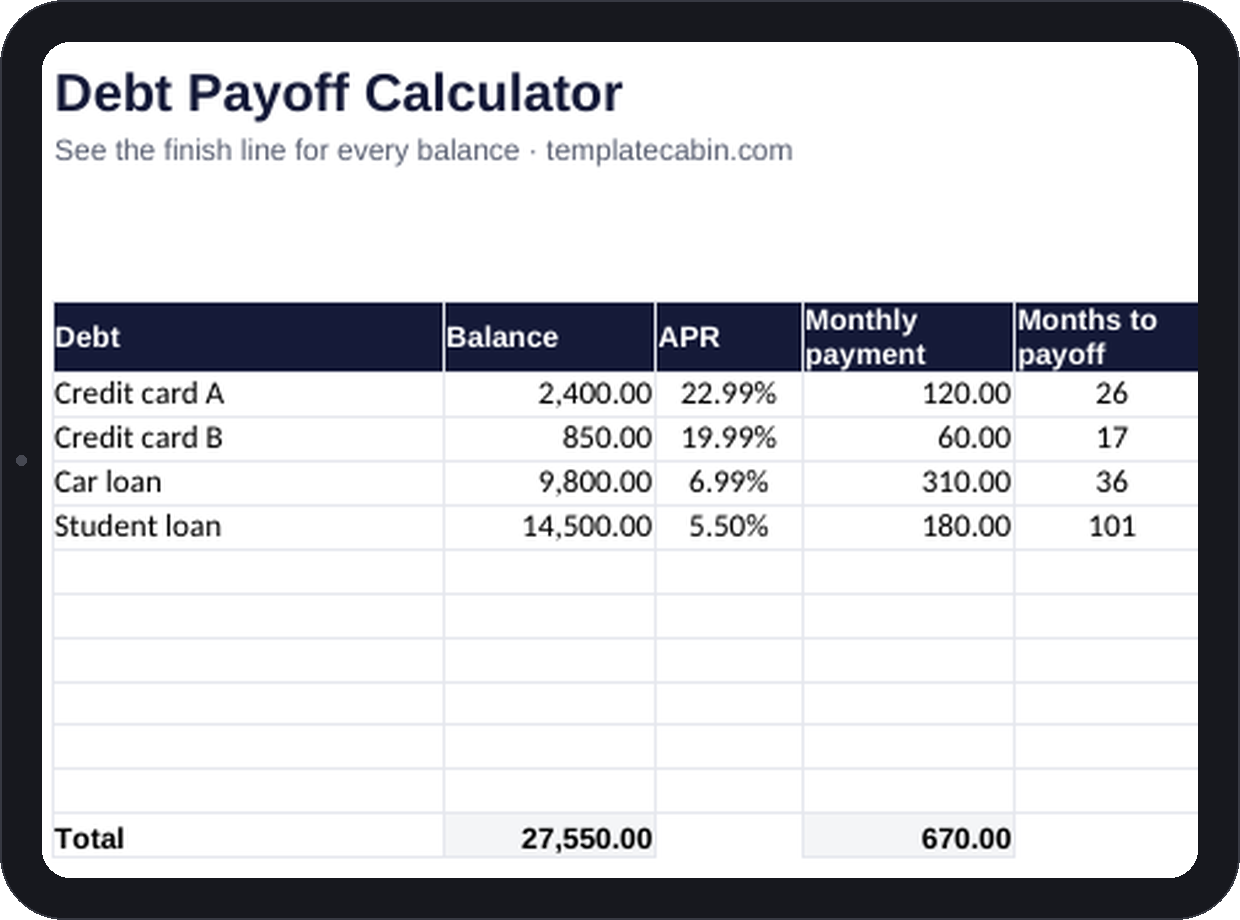 Debt Payoff Calculator preview