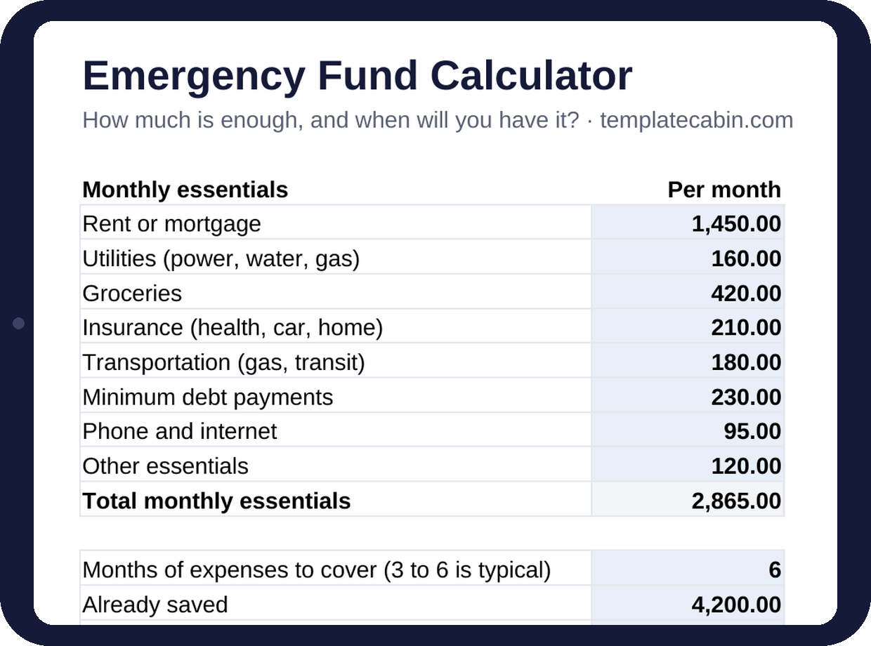 Emergency Fund Calculator preview