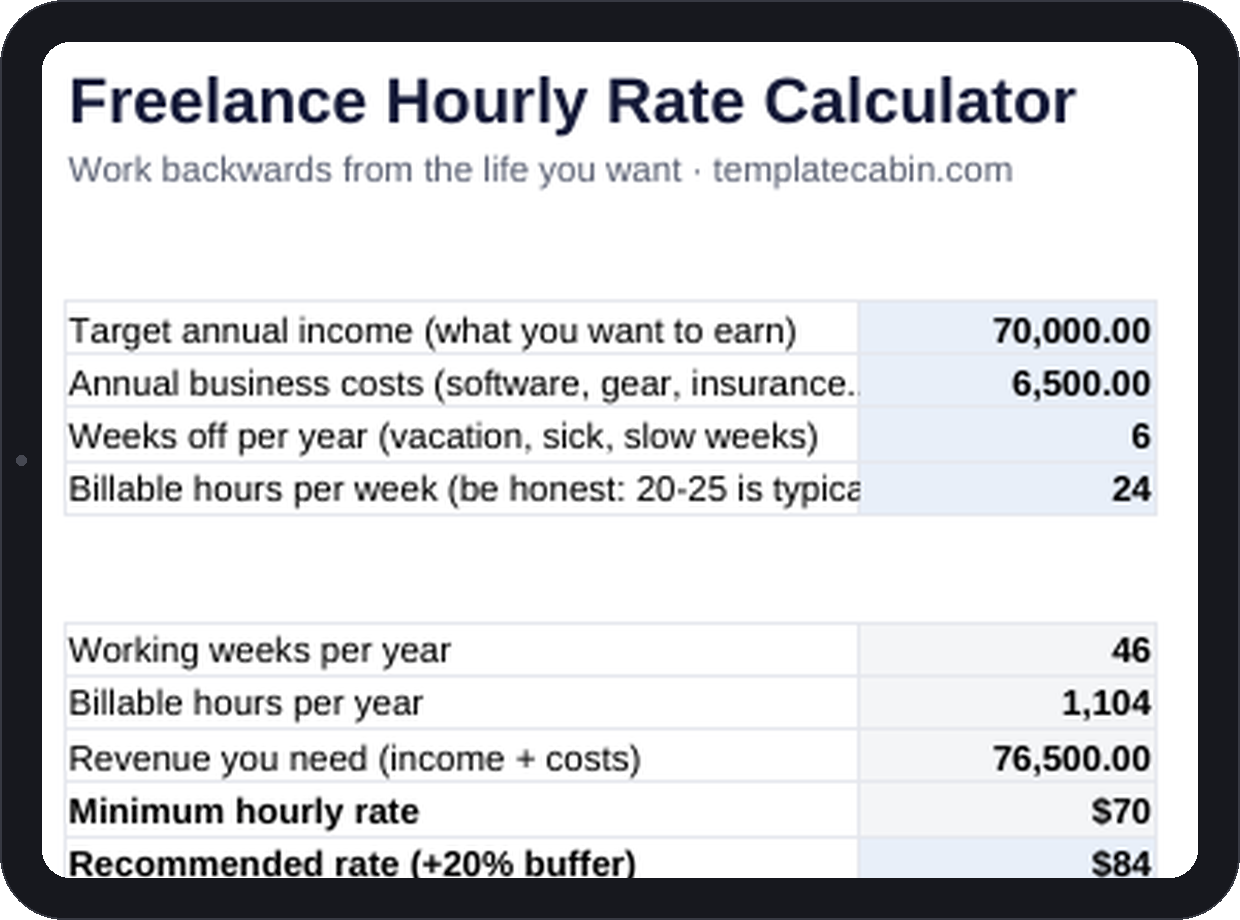 Freelance Hourly Rate Calculator preview