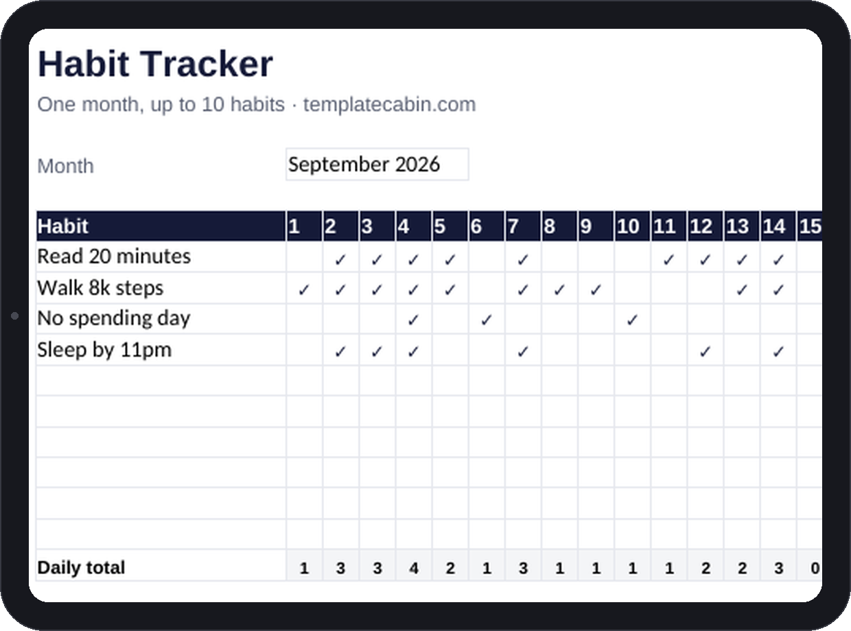Habit Tracker Template preview