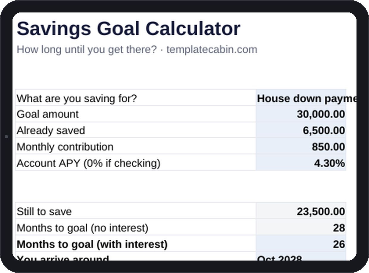 Savings Goal Calculator preview