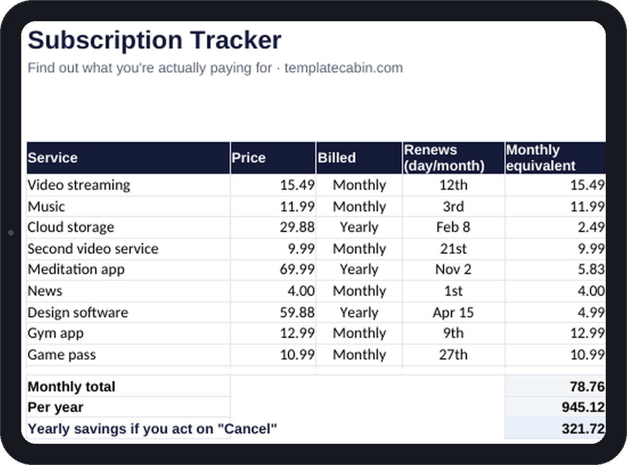 Subscription Tracker preview