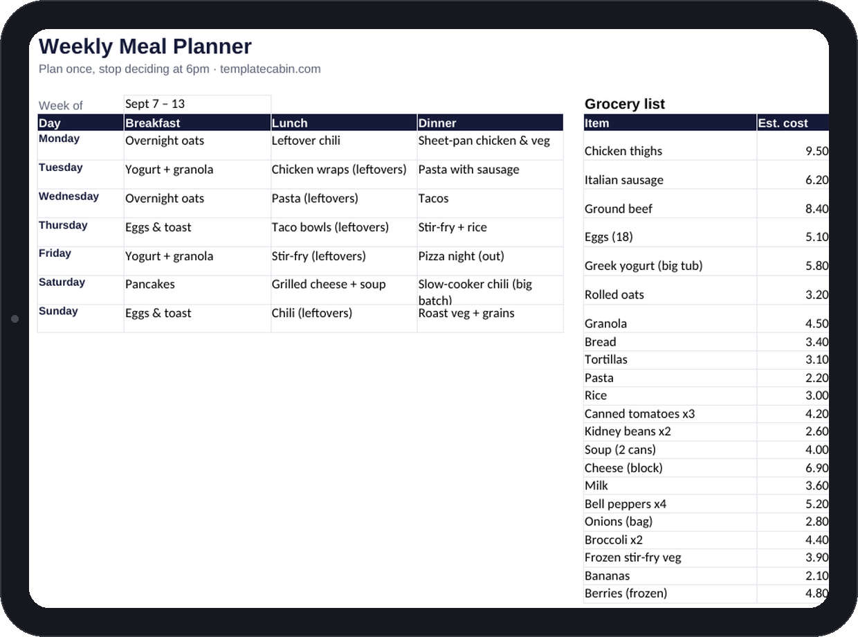 Weekly Meal Planner preview
